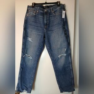Gap Denim High Rise Cigarette Distressed Raw Hem Jeans Size 14 New